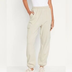 NWT GAP High Waisted Cream Cargo Sweatpants